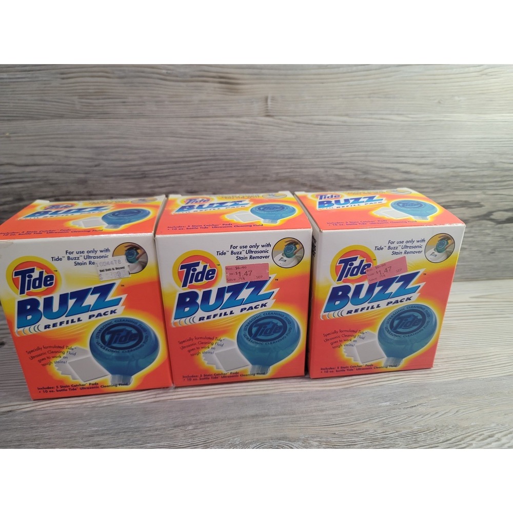 Tide Buzz Refill Pack Lot 3 NIB + Extra 10oz Cleaning Fluid Discontinued
